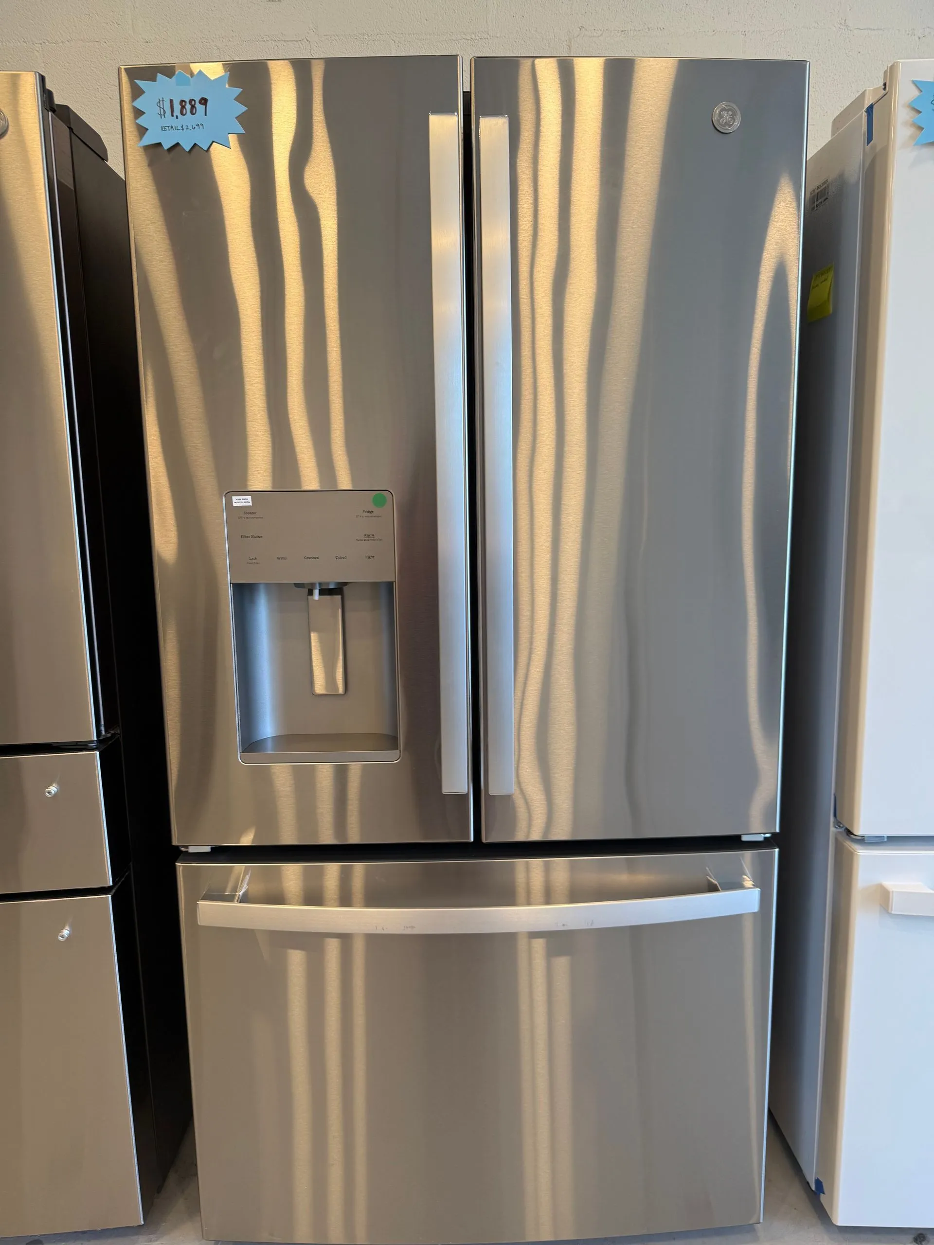 Stainless steel French door refrigerator