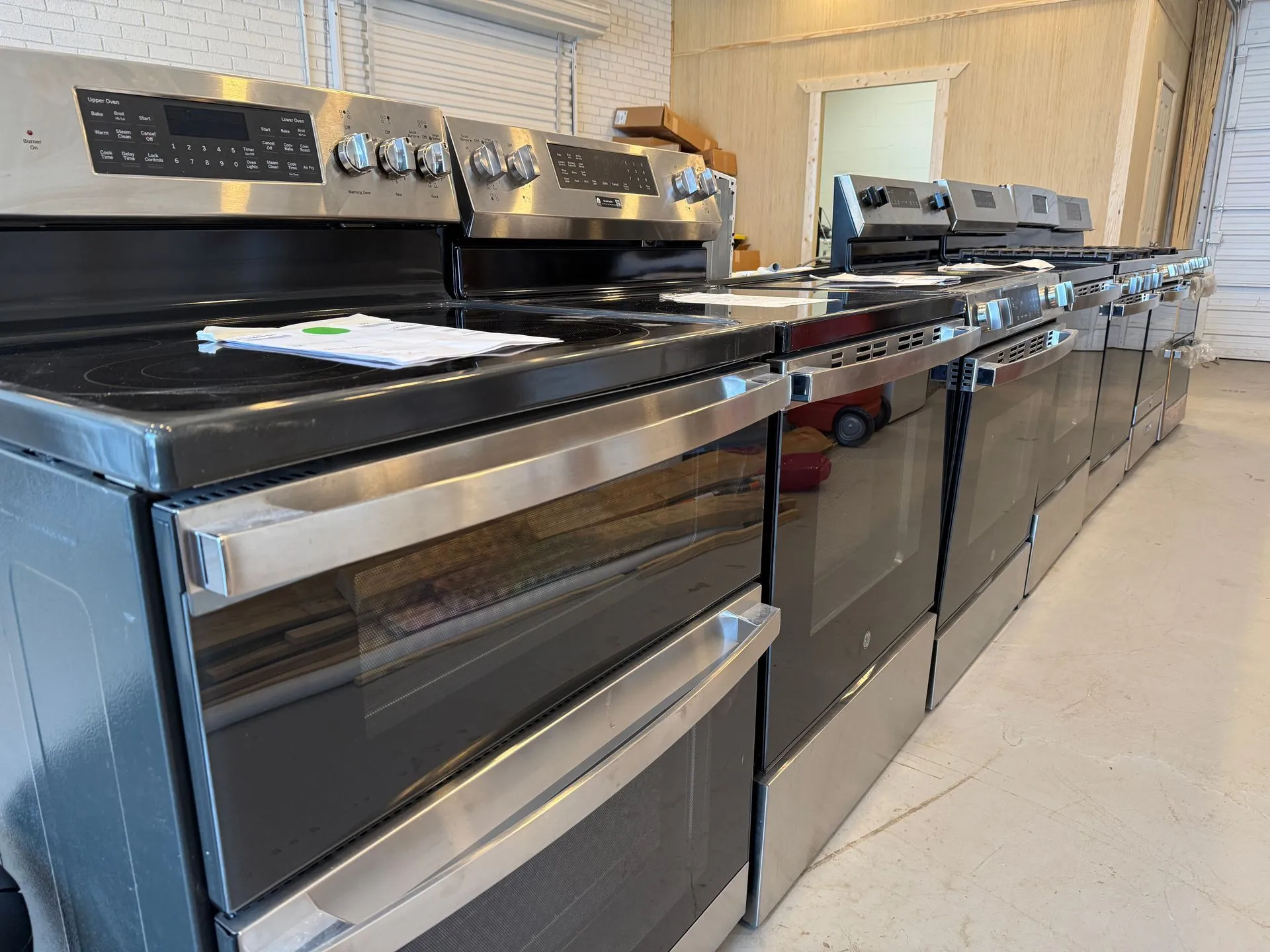 Row of ranges and ovens